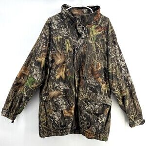 Cabelas Dry Plus Mens Hunting Hooded Jacket Large Regular Mossy Oak Breakup USA